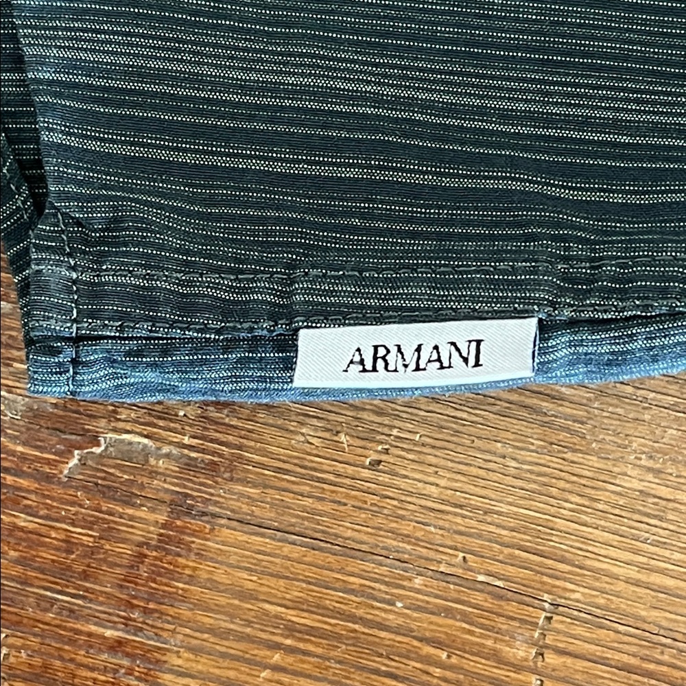 Armani Collezioni Mens XL Charcoal Stripe Button Up Dress Shirt - Picture 9 of 10